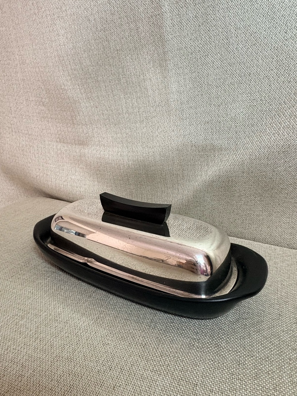 Towle Sterling Silver Modernist Butter Dish Matte Black Ceramic Base Earl Pardon - Picture 5 of 15